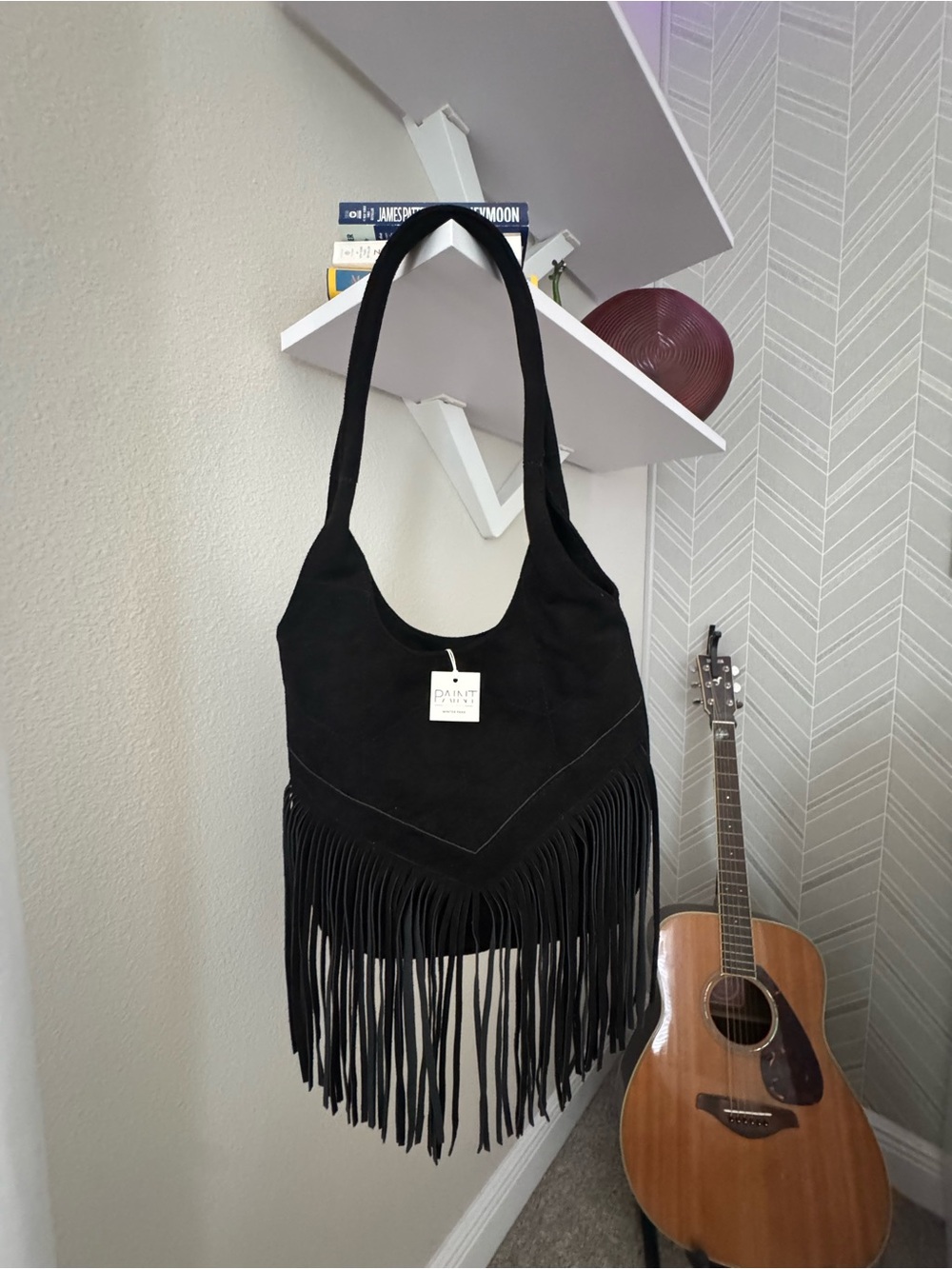 black tassel fringe purse